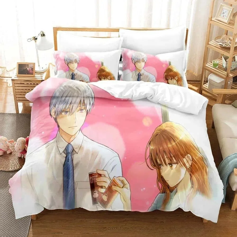 Anime The Ice Guy and His Cool Female Colleague Bedding Set Single Twin Full Queen King Size Bed Set Kid Bedroom Duvetcover Sets