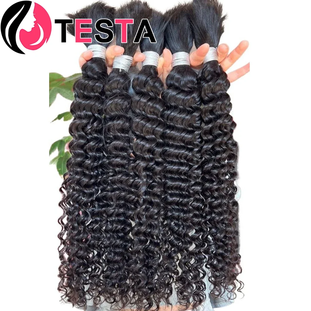 Capelli umani sfusi dell'onda del corpo per intrecciare i capelli Remy indiani onda profonda senza trama 100 g/pz estensione dei capelli di colore naturale 10-28 pollici