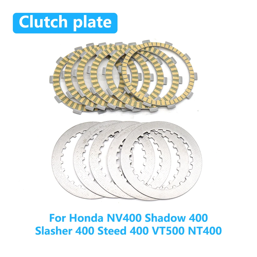 

For Honda NV400 Shadow 400 Slasher 400 Steed 400 VT500 NT400 Motorcycle Clutch Friction Disc Steel Plate Kit Accessories