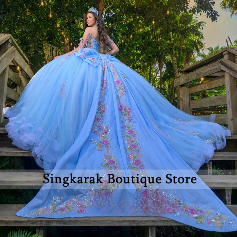 

Quinceanera Dresses 2026 Luxury Beads Flowers Royal Train Birthday Party Gown Plus Vestidos De 15 Anos Customized