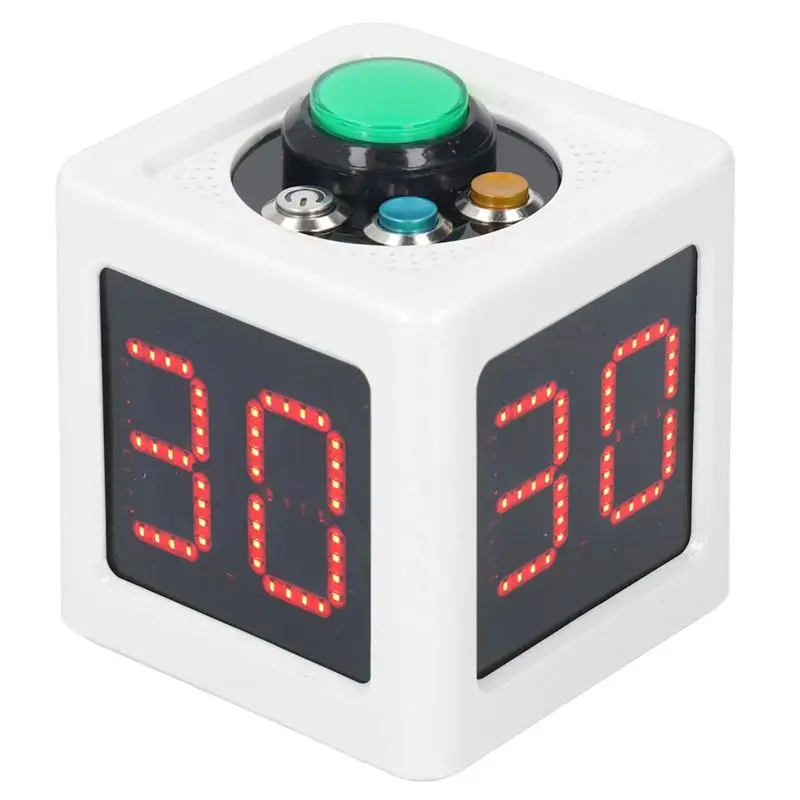 AB33-Compact 1.4In White Cube Timer With 4-Sided Display For Poker, Chess, And Casino Gaming