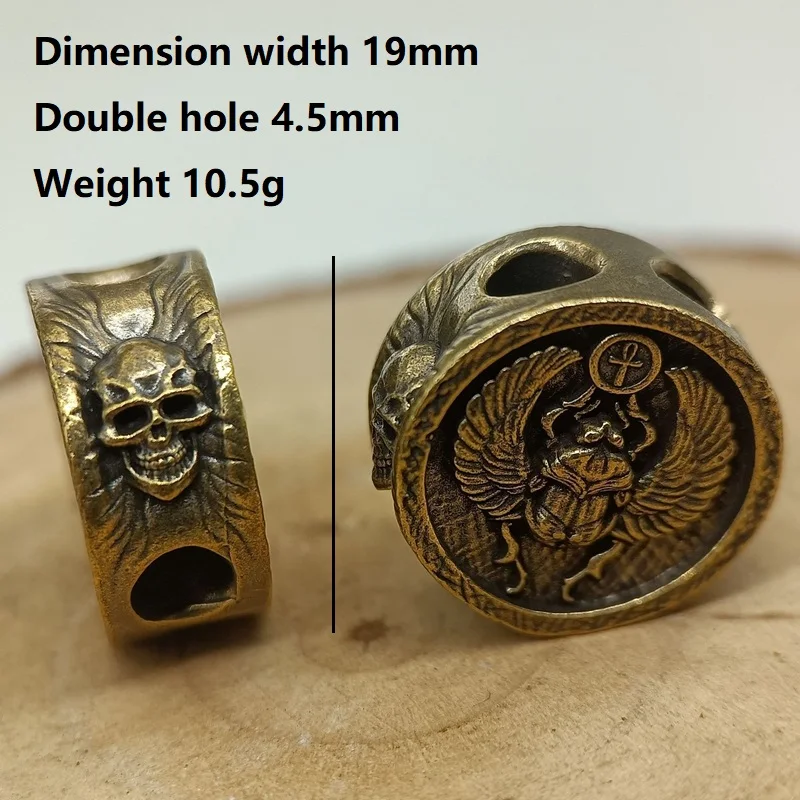 Dung Beetle Ankh Brass Knife Beads Punk EDC Outdoor DIY Paracord Woven Lanyard Pendant Retro Umbrella Rope Bracelets Accessories