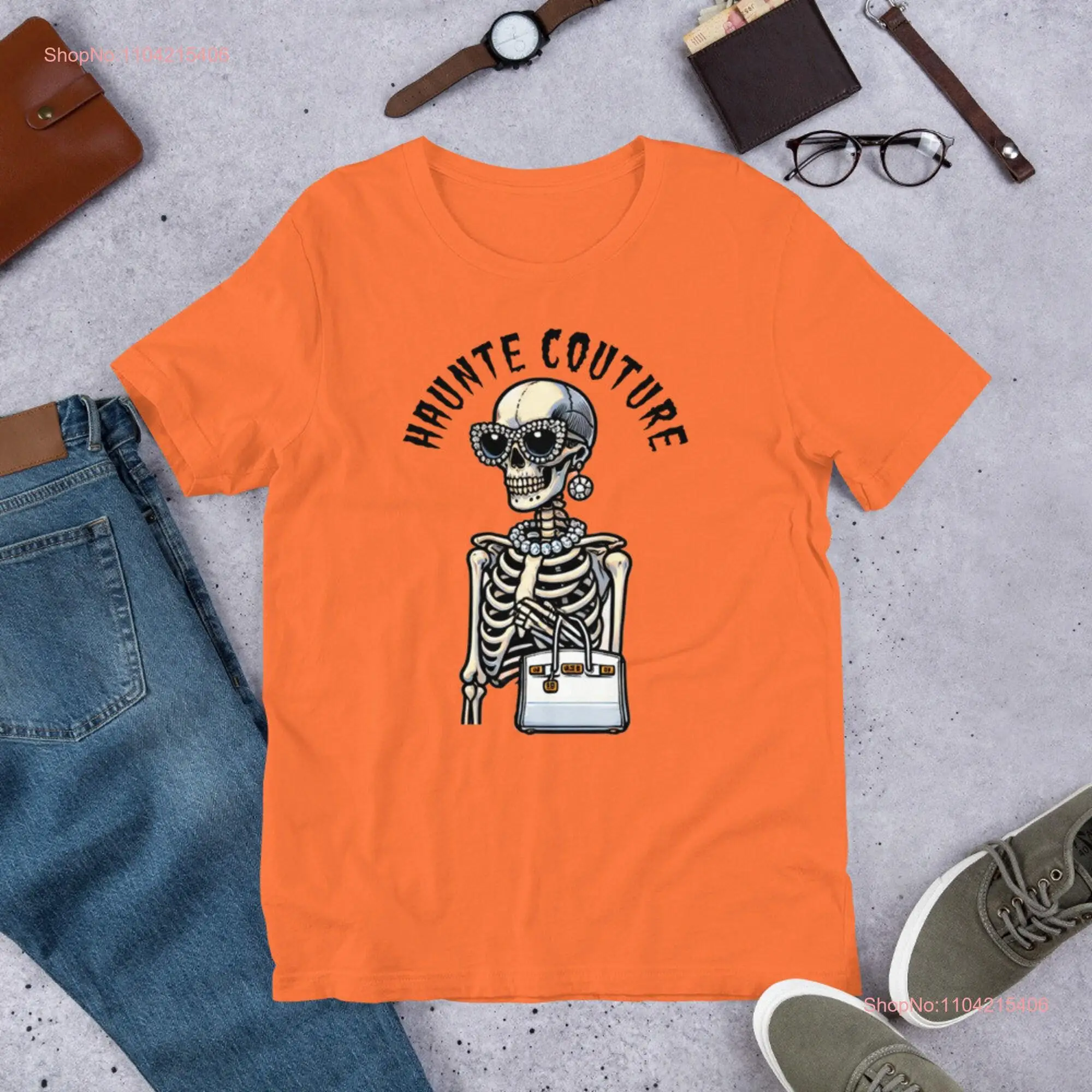 Funny HALLOWEEN Haunte Couture SKELETON with Diamonds Cute T Shirt  long or short sleeves