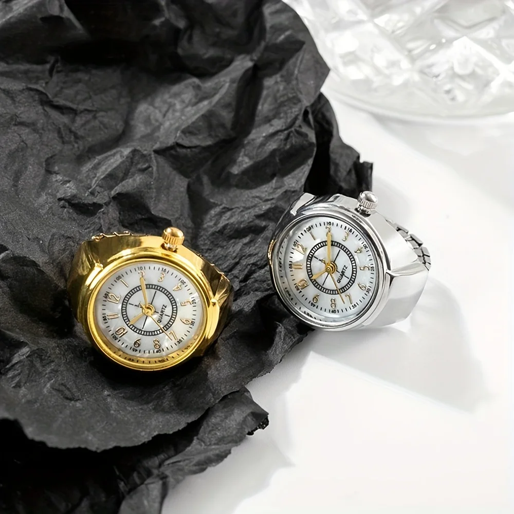 ChimCouple-Montres à quartz rondes, mini punk, bague créative, accessoires de mode