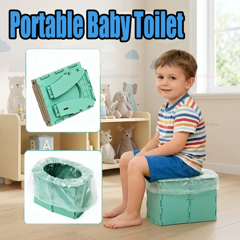 Penico portátil dobrável para viagem, assento sanitário leve para bebês e crianças, para carro, emergências ao ar livre, durável e portátil.