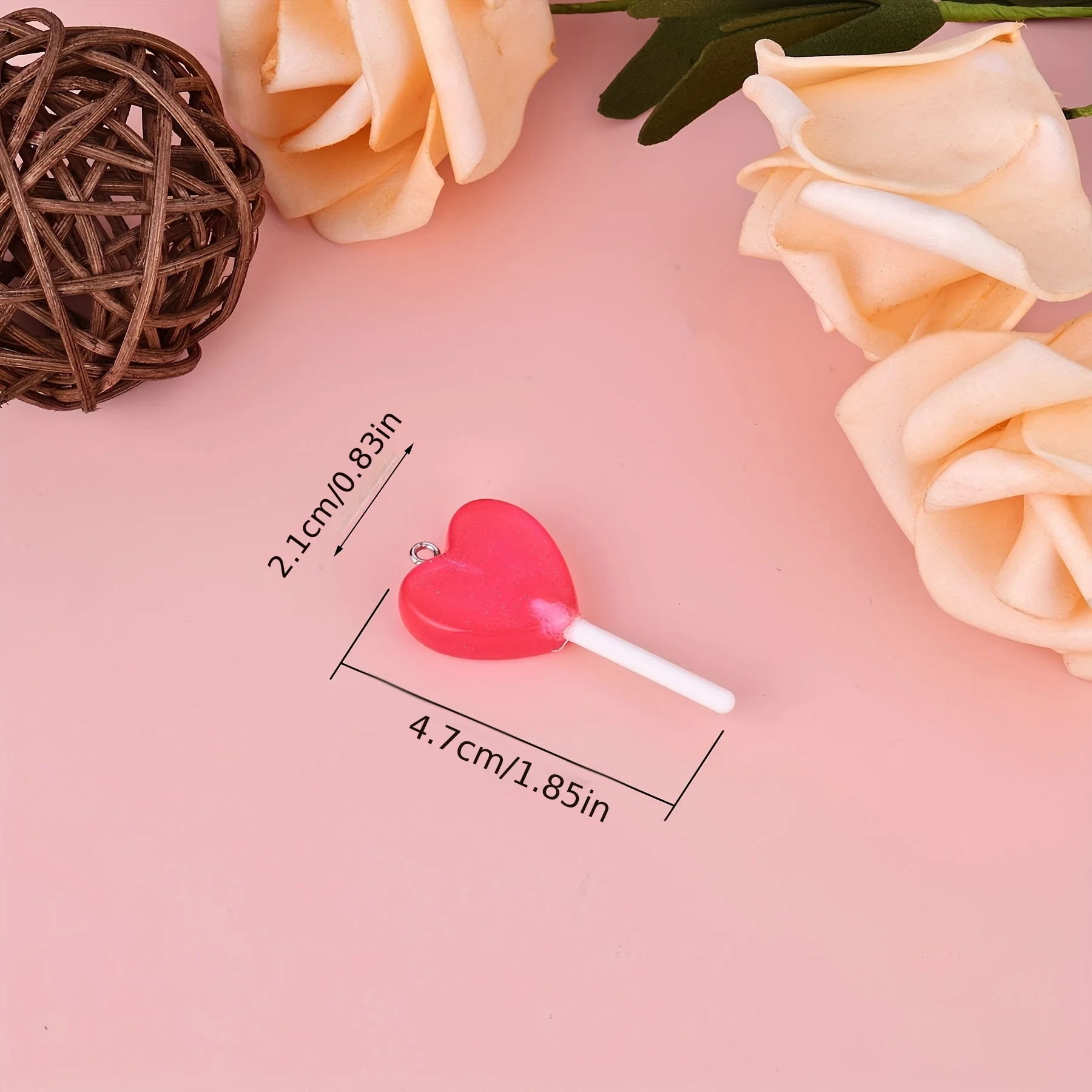 10Pcs Random Mixed Color Heart Shape Lollipop Charms Luminous Resin Pendants for Jewelry Making DIY Handmade Necklace Keychain - Image 4