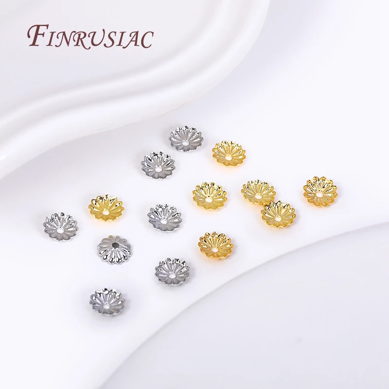 5MM 18K Gold Plated Brass Metal Corrugated Bead Caps Flower Caps For Beads Jewelry Beads Caps Making DIY Findings Accessories