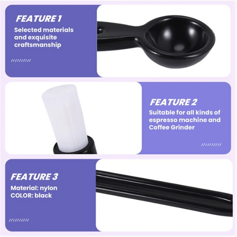 スプーン付きコーヒークリーニングブラシ,コーヒーメーカーツール,グラインダーアクセサリー,3個