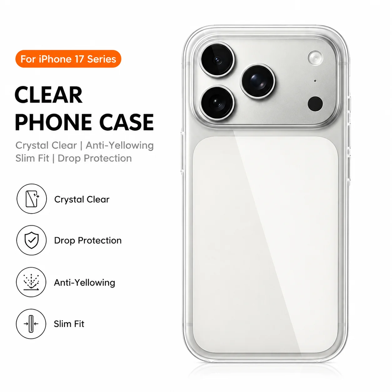 

Magnetic Clear Case for iPhone 17 Pro Max Shockproof Anti-Yellow Thin Transparent Wireless Charging Phone Cover
