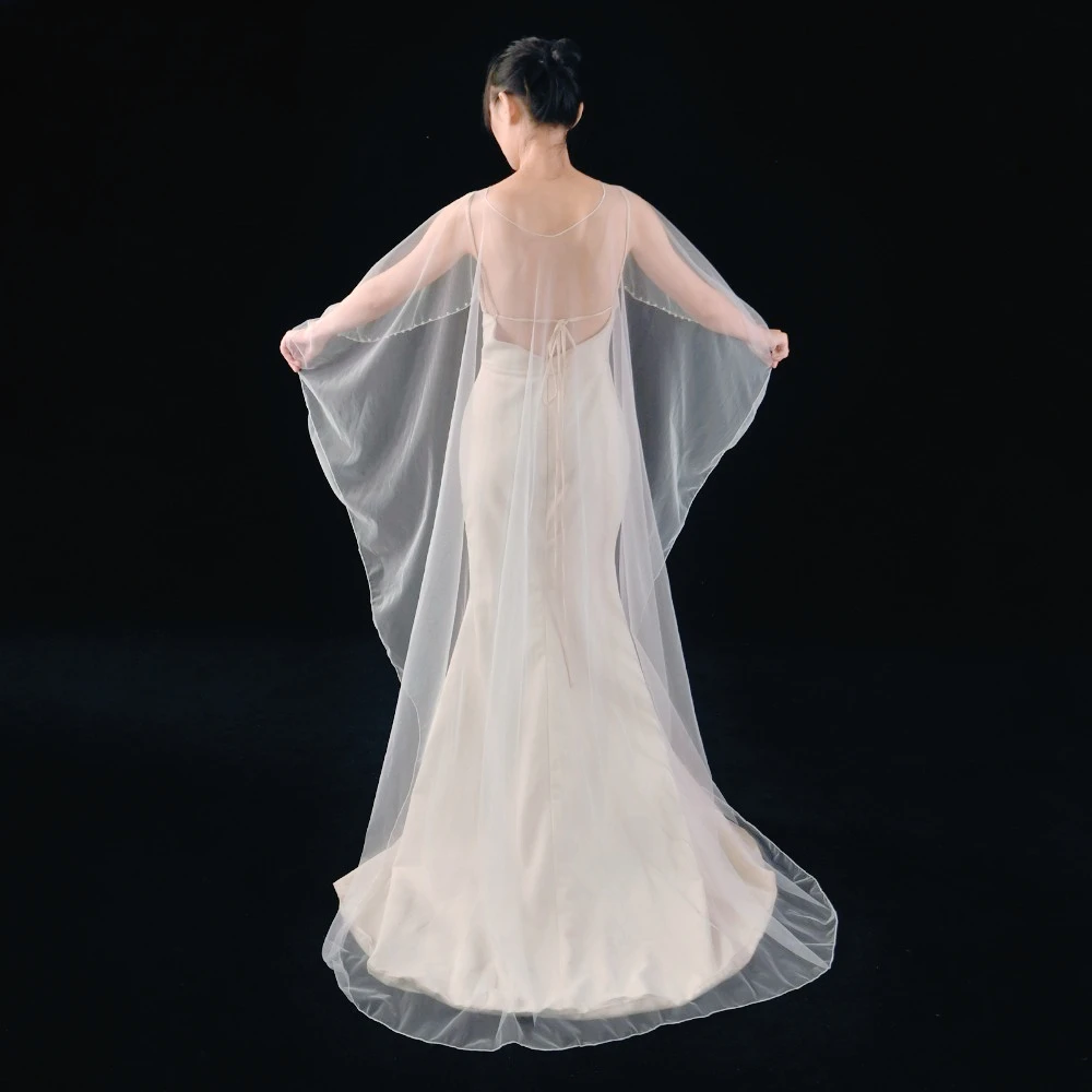 

Pearls Trim Wedding Cape Bolero Woman Elegant Wedding Party Attire Bridal Shawl Wedding Accessories Props Marriage Party