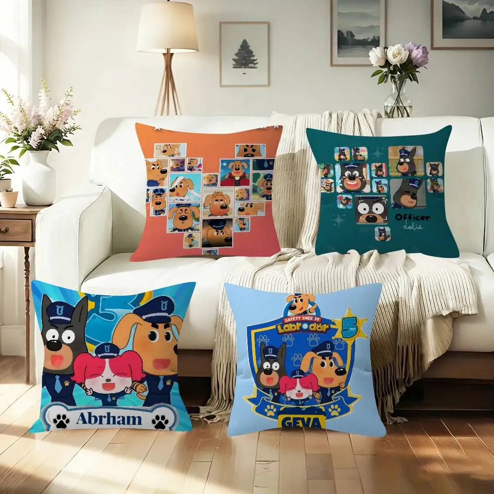 Cartoon Safety Sheriff Labrador   Cushion Cover Pillow Cover Decor Pillowcase Printed Cushion Case for Couch