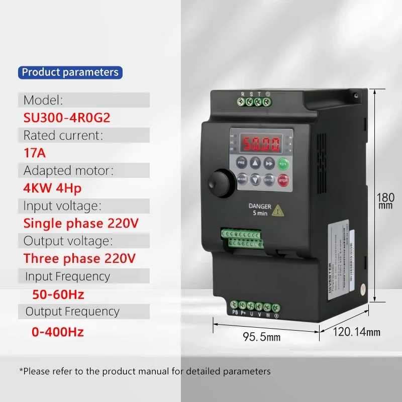 SUSWE laagspanningsfrequentieomvormer (VFD) 0,75/1,5/2,2/4/5,5 kW, 1-fase 220V naar 3-fase 220V of 3-fase 380V naar 3-fase 380V, voor motorregeling van de snelheid.