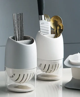 

The Kitchen Contains Multi-functional Round Chopsticks Cage, Plastic Double-layer Household Simple Chopsticks Tube, Hollow Out