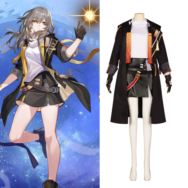 

Anime Game Honkai: Star Rail Cos Trailblazer New Female Coat Inside Dress Glove Belt Stage Role Play Cosplay Clothe Set