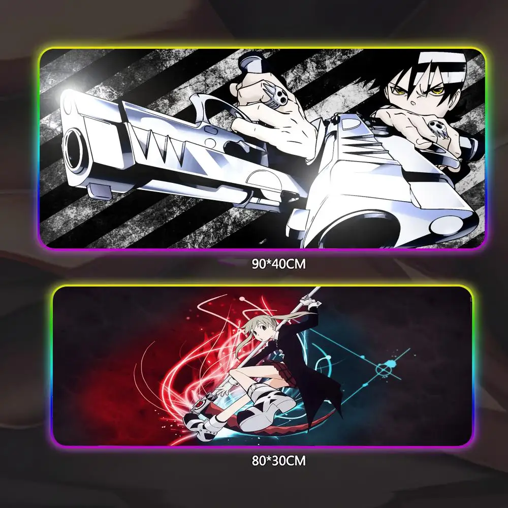 

S-Soul Eater аниме коврик для мыши геймер люминесцентный светодиодный коврик для мыши игровой стол Rgb настольный коврик клавиатура ПК коврик для мыши