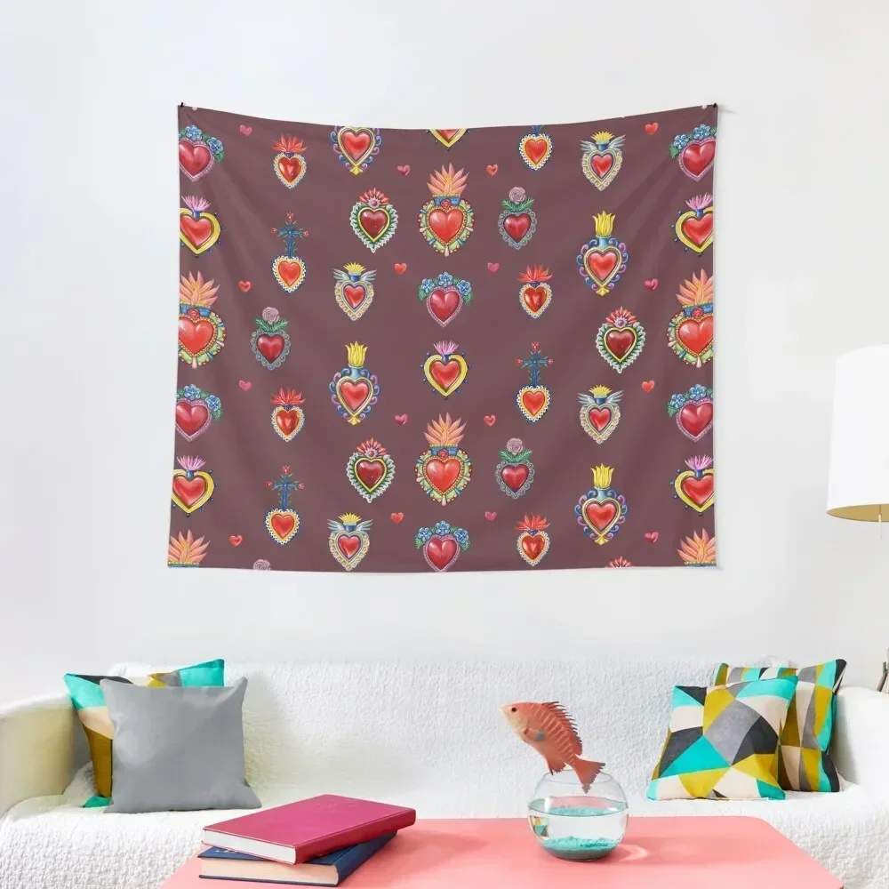 

Mexican Sacred Hearts Tapestry Room Decore Aesthetic Decoration Aesthetic Tapestry