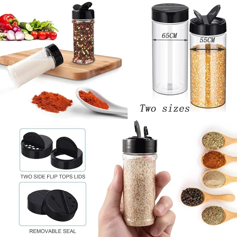 20Pcs 100ml-420ml Clear Plastic Spice Jar Empty Portable Pepper Shaker Seasoning Container Spice Powder Dispenser Bottle For BBQ