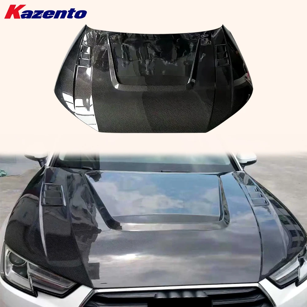 For Audi A4 S4 Sedan B9 B9.5 2016-2024 Carbon KZ Style Front Vented Cooling Hood( Ocean freight is favorable, welcome to inqury)