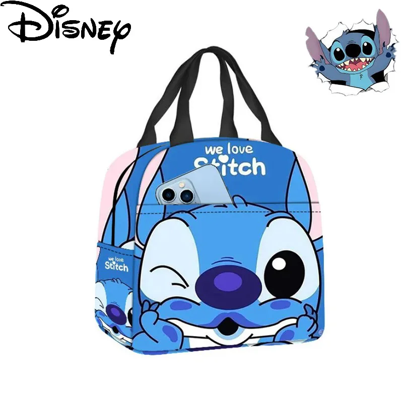 Disney Cartoon Stitch Lunch Bag borsa per studenti di grande capacità Cute Cartoon Lilo & Stitch Printed Warm Bag scatola di immagazzinaggio