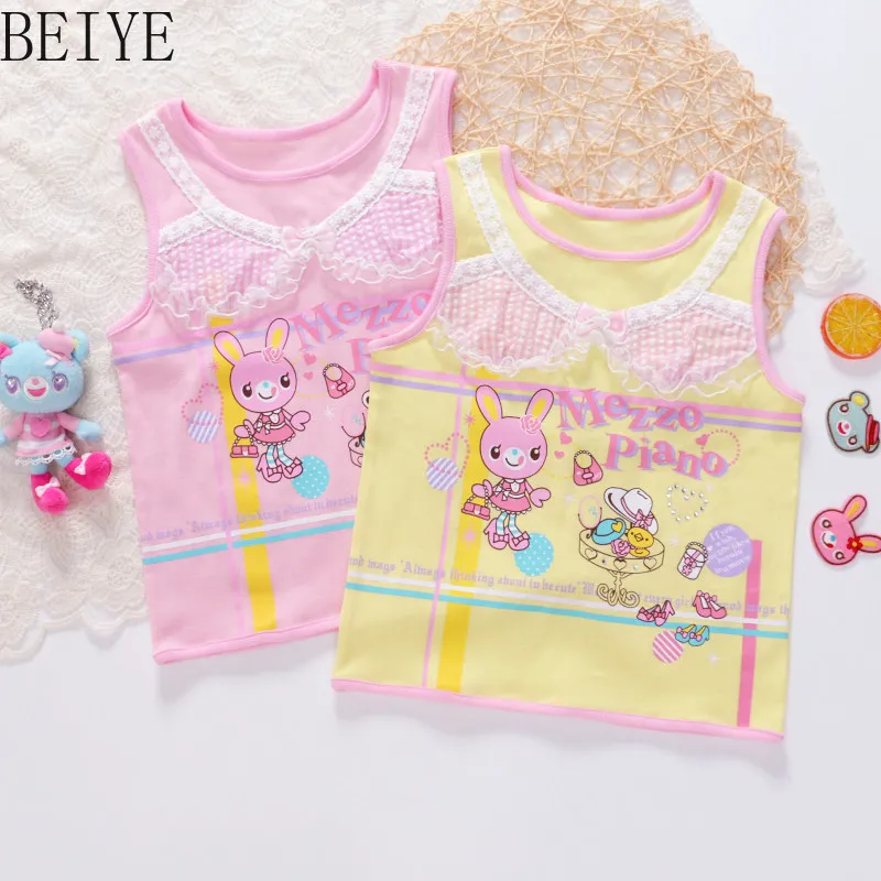

Summer Casual Girls' Vest Summer New Arrival Sleeless Lace Cotton Tops Suspender Thin Silm Fashion Tanks Top for Children