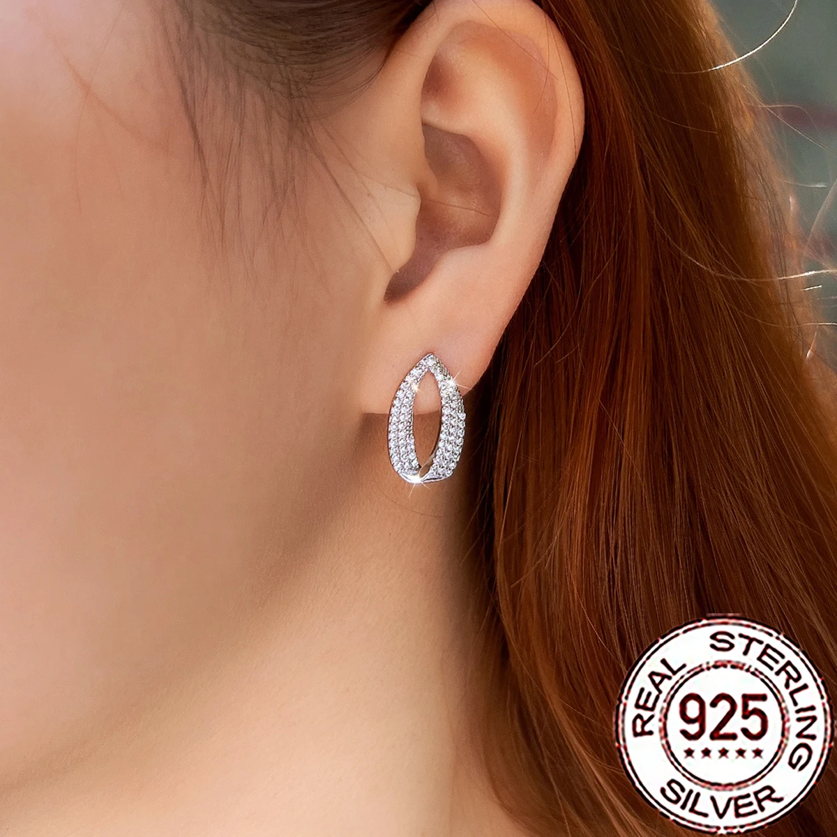 QooLady Fashion 925 Sterling Silver Cubic Zirconia Paved Water Drop Stud Earrings for Women Engagement Party Fine Jewelry SE149 4