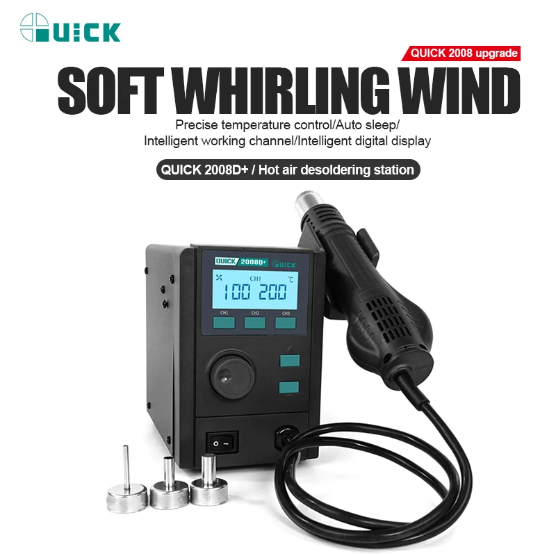 

QUICK 2008D Lead-Free Soldering CPU Motherboard Repair Tool Smart Digital Display Hot Air Desoldering Station 750W