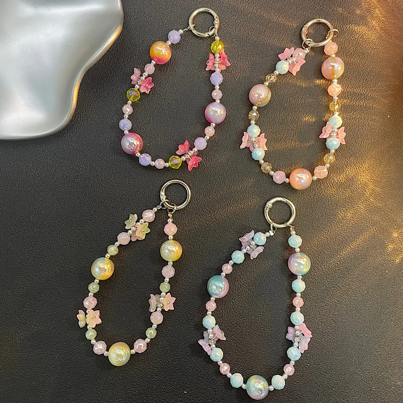 

Summer Cute Colorful Flowers Mobile Phone Chain Bag Water Cup Pendant Earphone Case Accessories For iPhone 17 16 Phone Charm