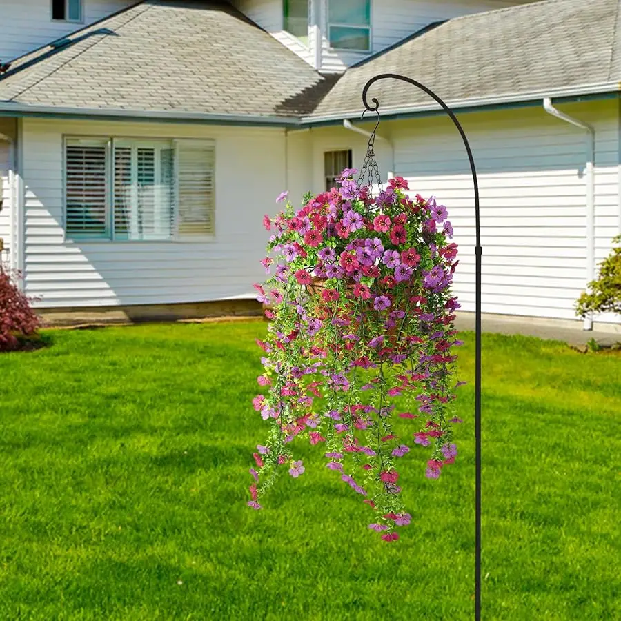 Sztuczne wiszące kwiaty i rośliny do dekoracji na zewnątrz na wiosnę i lato, 2 sztuki sztucznych stokrotek z jedwabiu, odporne na promieniowanie UV, wyglądają jak prawdziwe, do użytku na zewnątrz.