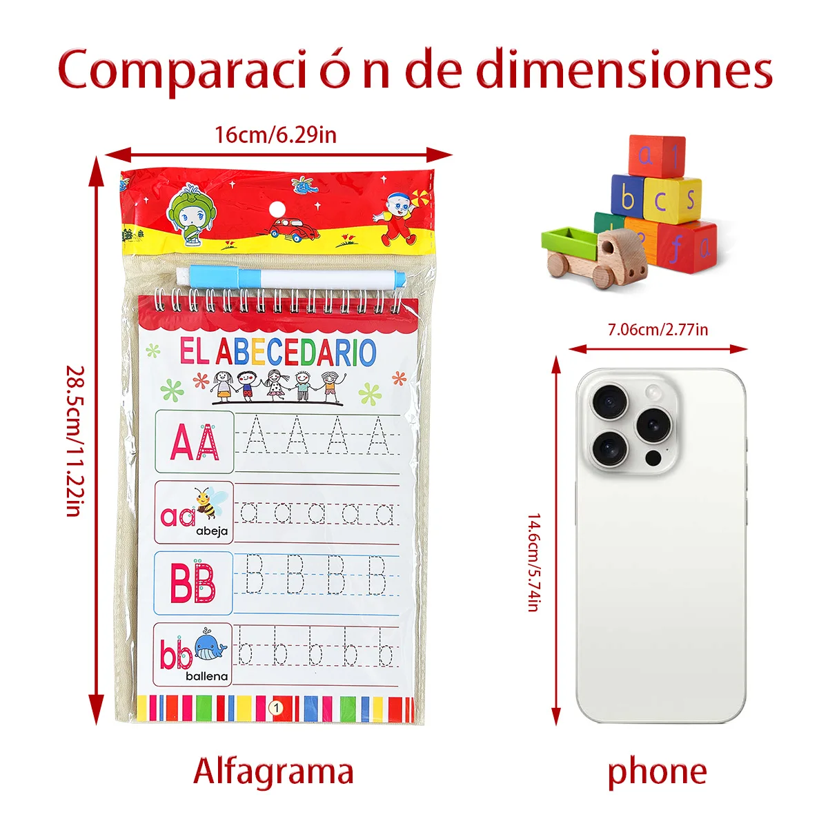 Espanhol A-Z/Numerais Escrita Reutilizável Prática Espiral Notebook Melhorar padrões e técnicas de escrita Presente de aprendizagem