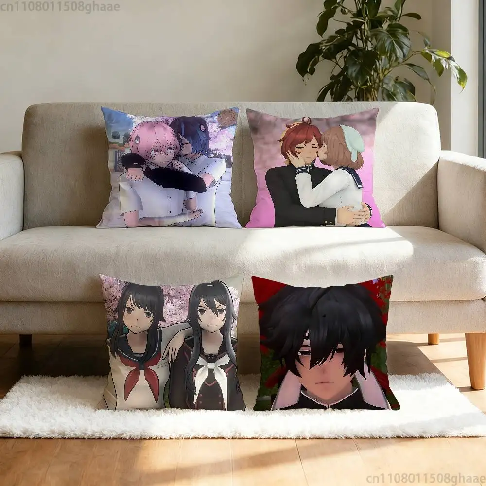 

Yandere Simulator Pillow Case Anti-dustmite Pillowcase Invisible zipper silky short plush Sofa cushion cover