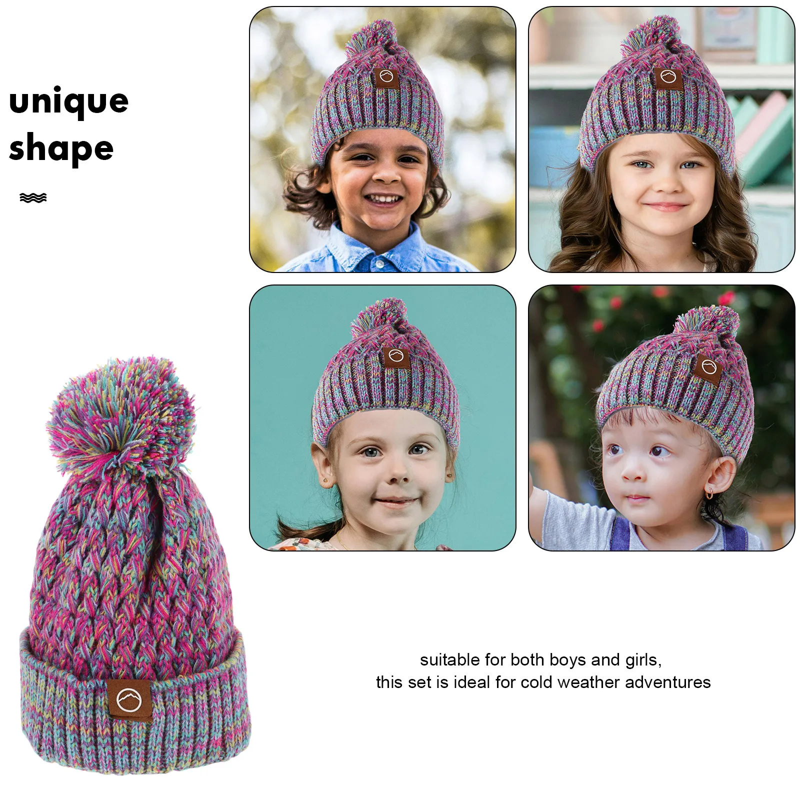 محبوك قبعة الشتاء قفازات وشاح مجموعة ل صوف مبطن قبعة بوم بوم الدافئة الرقبة الجراب قفازات كاملة الأصابع ل