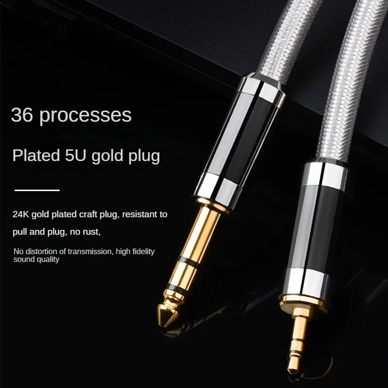 Adapter HIFI 3,5 mm do 6,35 mm Kabel Aux do wzmacniacza miksującego Pozłacany kabel Aux 3,5 jack do 6,5 jack męski do męskiego