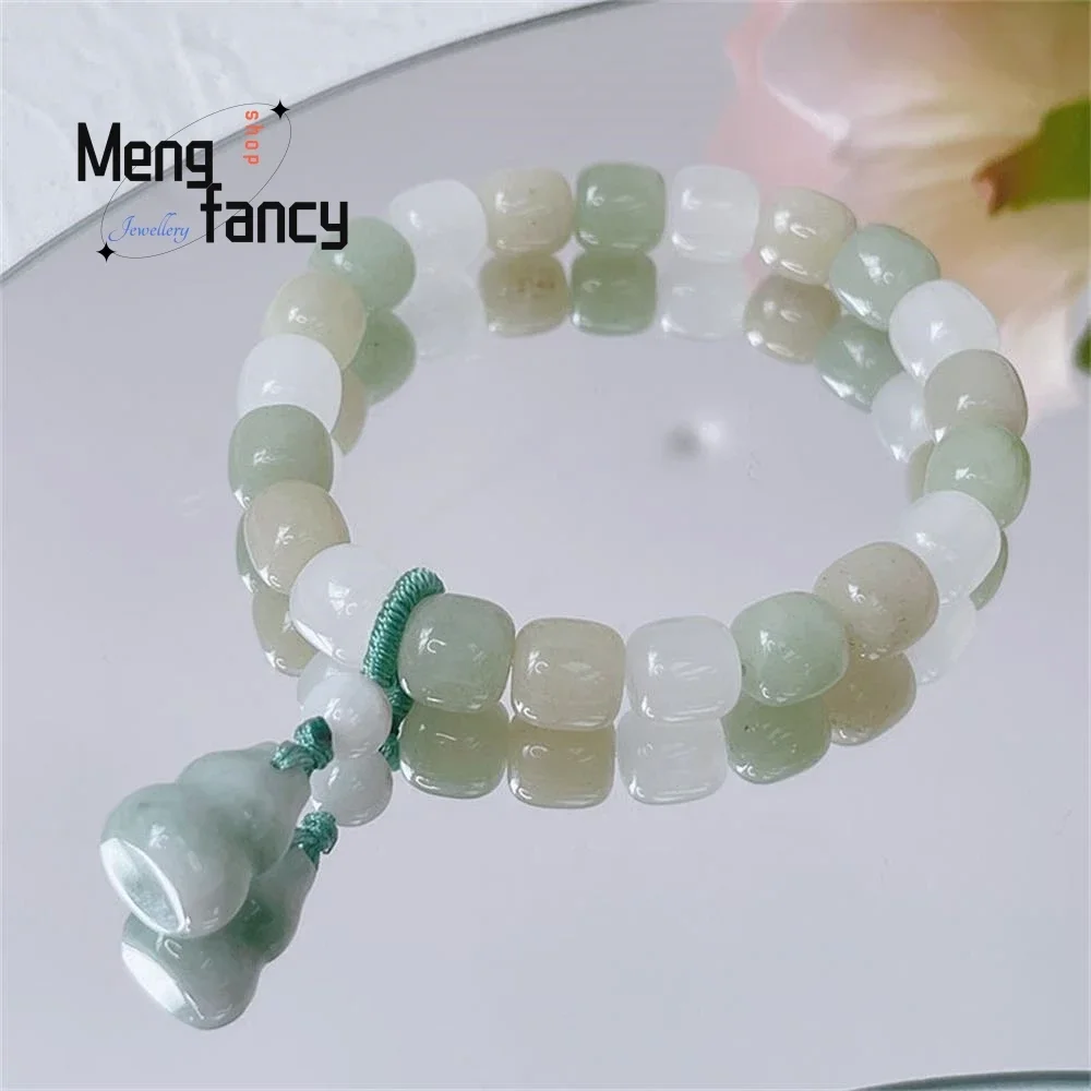 

Retro Simple Natural Tianshan Cui Old Bead String Emerald Gourd Pendant Bracelet Luxury Quality Jewelry Fashion Holiday Gifts