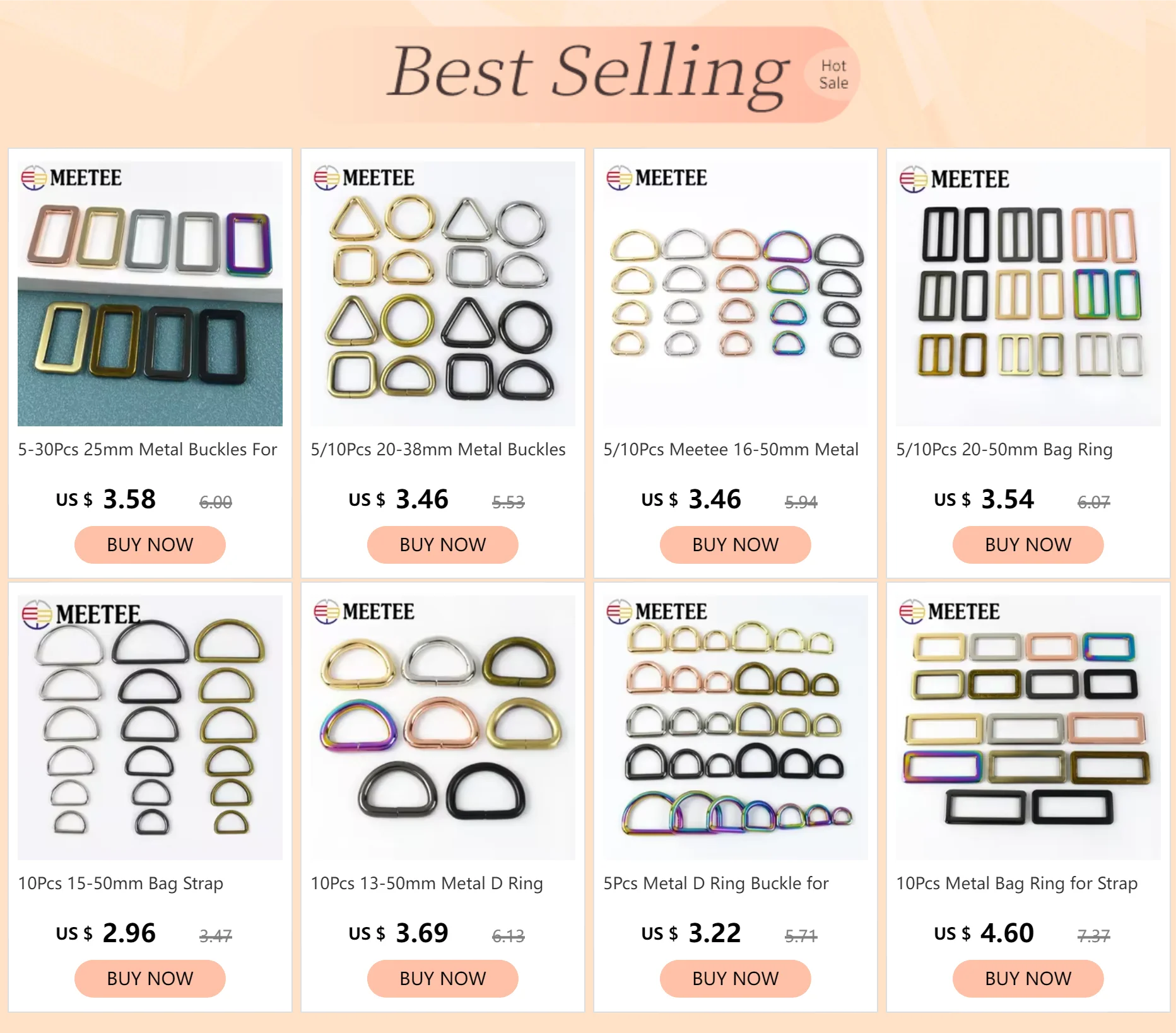 10 Stück 13–50 mm Metall-D-Ring-Schnallen für Riemen, Rucksack, Taschenhaken, Gürtel, Gurtband, Schlaufen, Verschluss, Kleidungsstück, DIY-Nähzubehör – Detail 1