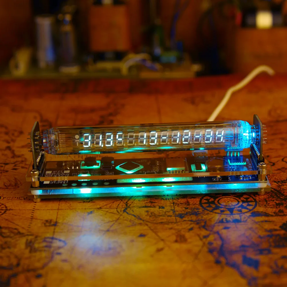 1PCS Digital Watch Glow Fluorescent Tube IV27 Clock IV18 Retro Tech Desk With Gaming Desktop VFD Esports Desktop Ornament