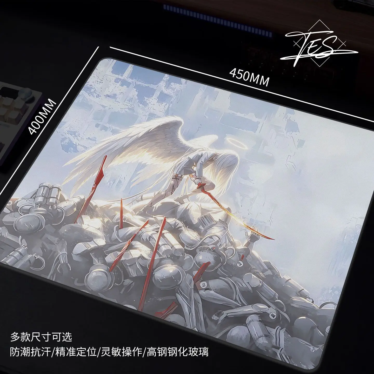 Japanese Anime Warrior Glass Mouse Pad HD Custom Tempered Upgrade Smooth FPS Esports Office Mouse Mat Desktop Computer Desk Pad