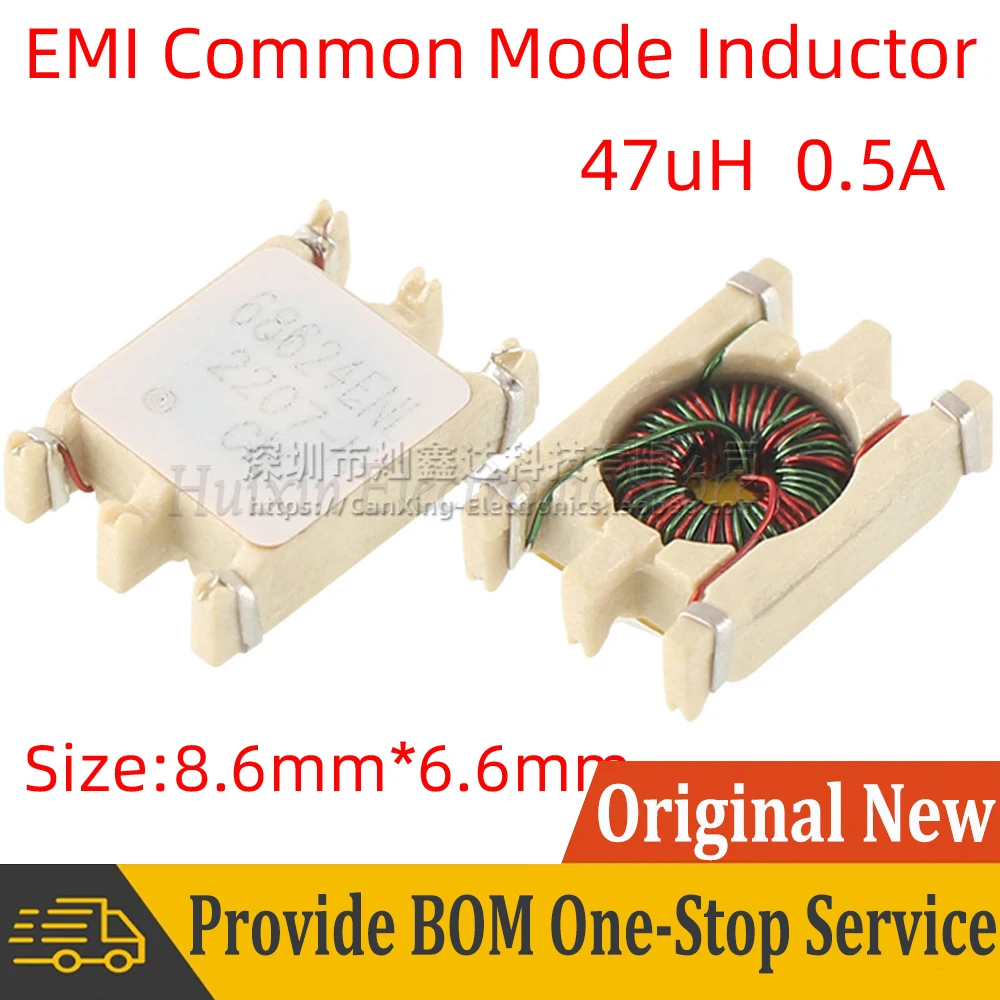 

5pcs PE-68624ENL 68624ENL Common Mode Choke Inductor Inductance 47uH 0.5A EMI Filter Coil Magnetic Ring Noise Reduction