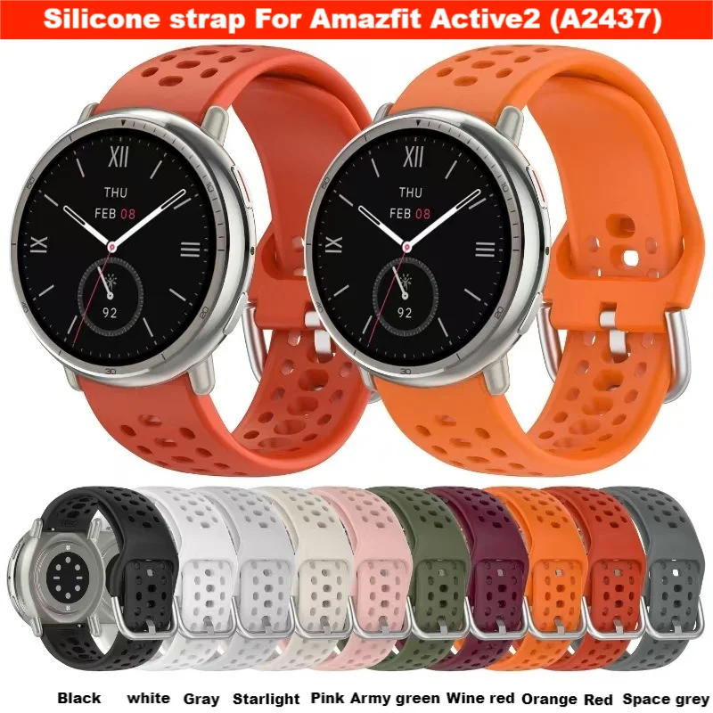 Pulseira de silicone para amazfit active 2 (a2437) pulseira de relógio inteligente pulseira substituível para amazfit active2 acessórios de pulseira d