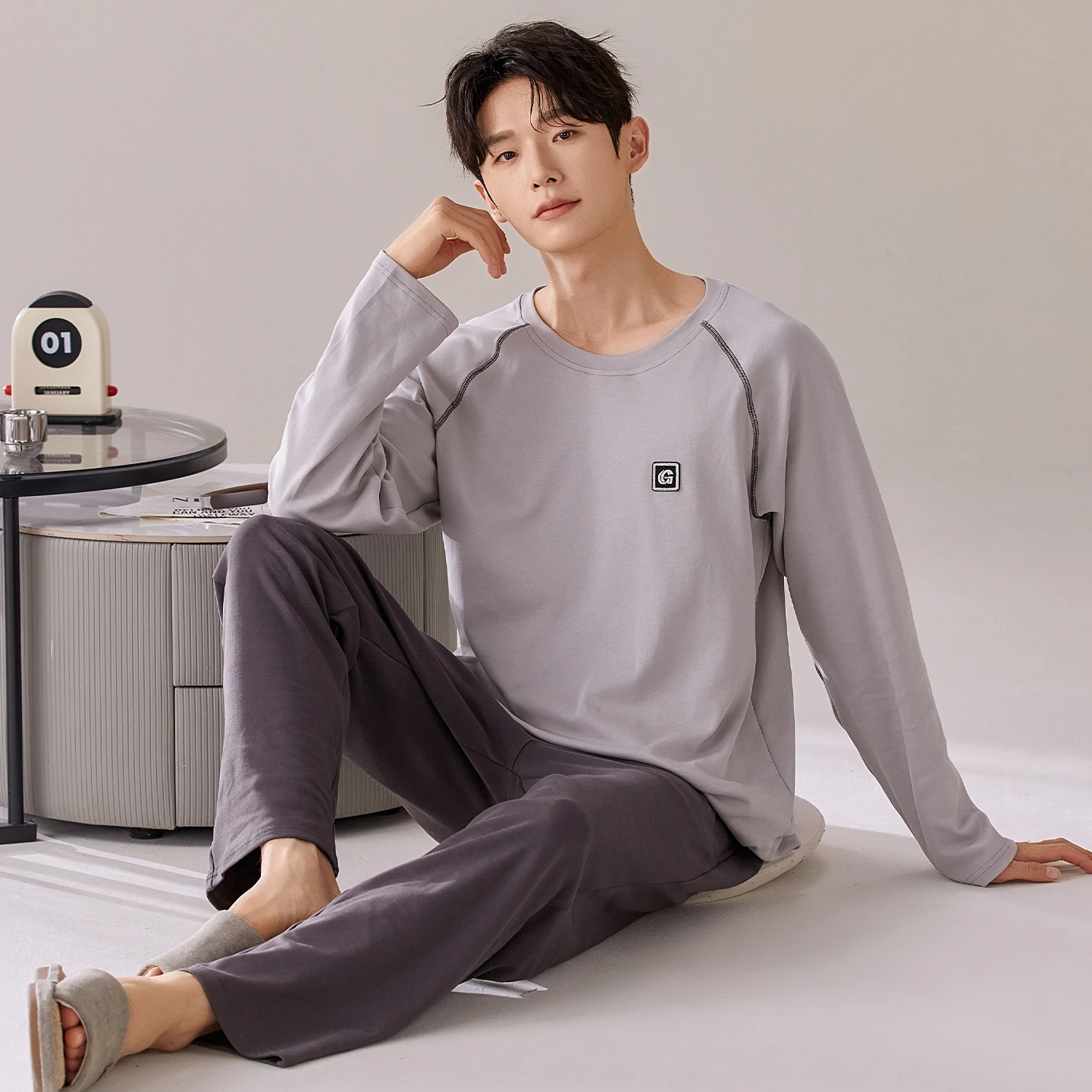 

Осенне-весенние новые мужские хлопковые пижамы, домашняя одежда, молодежная одежда для сна с круглым вырезом для мальчиков, брюки с длинными рукавами, домашняя одежда, Hombre Pijamas