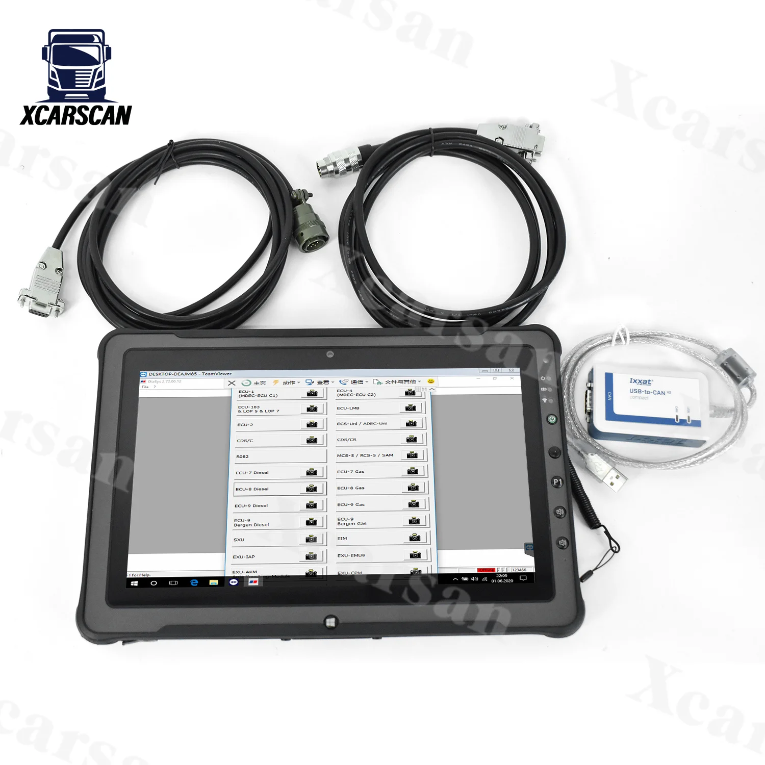 Getac F110 Tablet COMPACT IXXAT For MTU (USB-to-CAN) 2.74 software Truck Diagnostic tool Diesel engine scanner tool