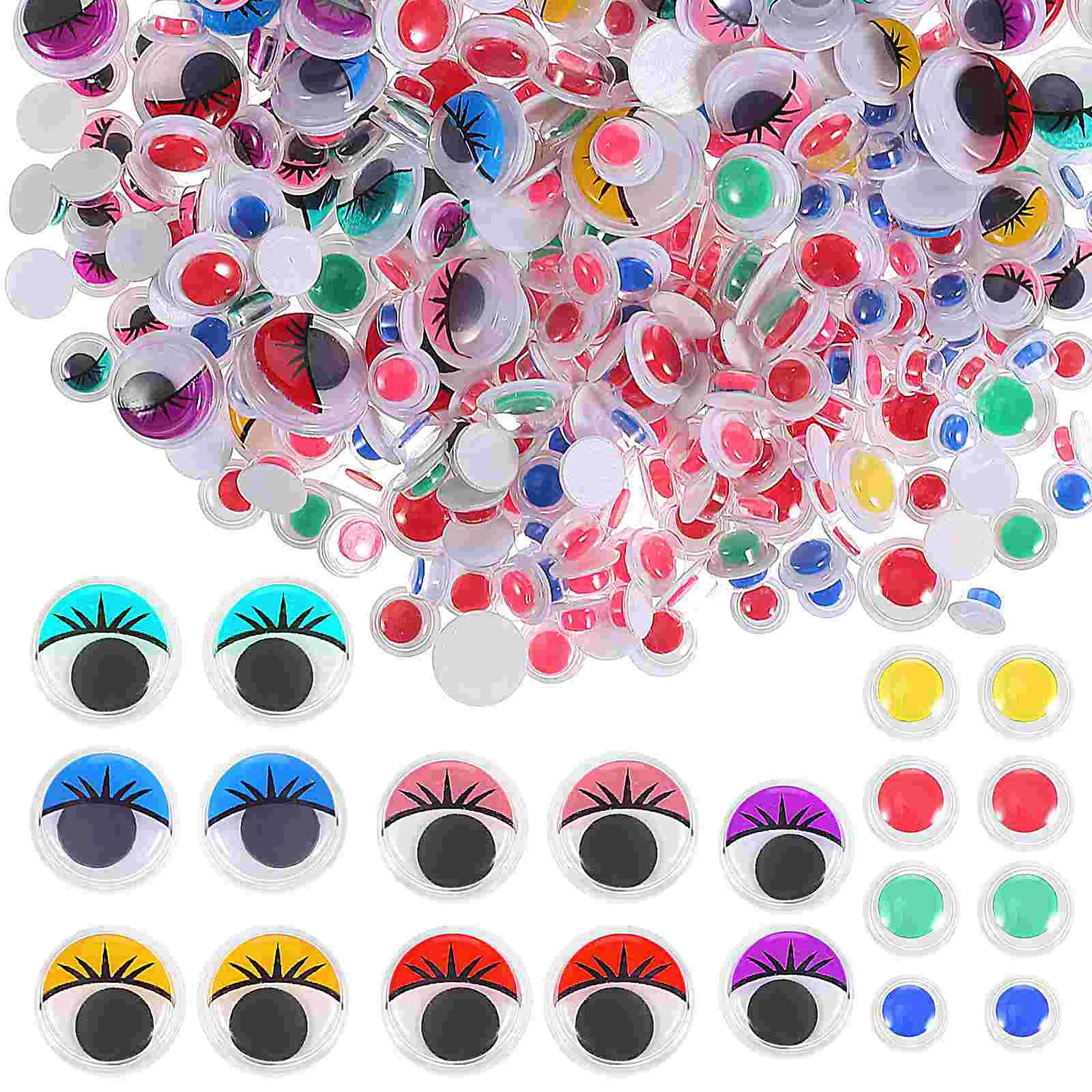 600 Pcs Moving Eyes Wiggle DIY Crafts for Manual Self-adhesive Wobbly Plastic Kids Making Baby