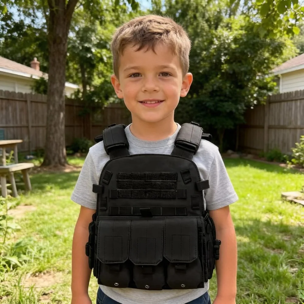 Children Airsoft Paintball Vest Adjustable Tactical Combat Vest For Outdoor CS Game Cosplay Role Play Kids Military Gear - view 2