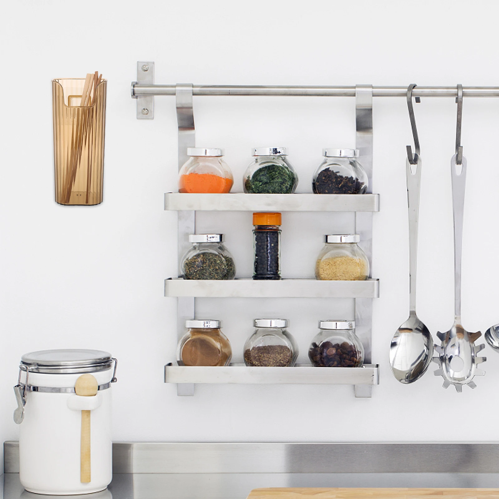 

Plastic Chopstick Holder Kitchen Spoon Countertop Organizer Transparent Utensil Holder Kitchen Utensils Storage Solution