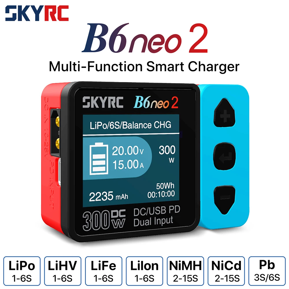 NEW SKYRC B6neo 2 Smart Charger DC 300W PD 80W For LiPo/LiFe/Lilon/LiHV/NiMH/NiCd/Pb