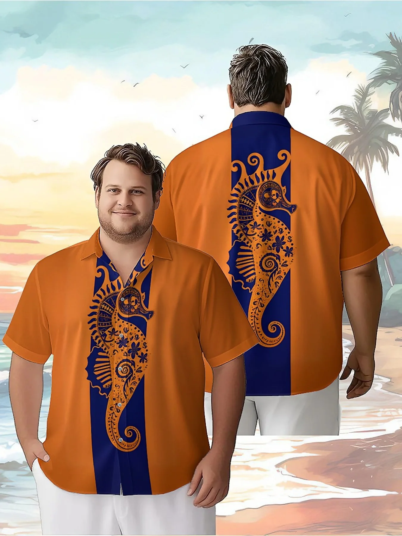 

Men's Plus Size Hawaiian Shirts Classic Pattern, Summer Casual Tops, Suitable for Outdoor and Party, Streetwear