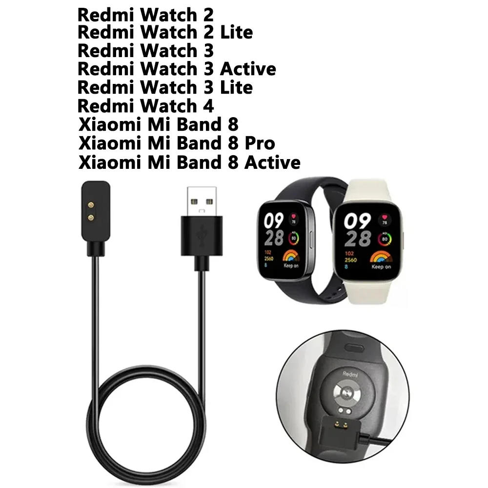 Redmi watch 4, 3 Active lite,watch2およびMi8用の急速充電磁気USBケーブル