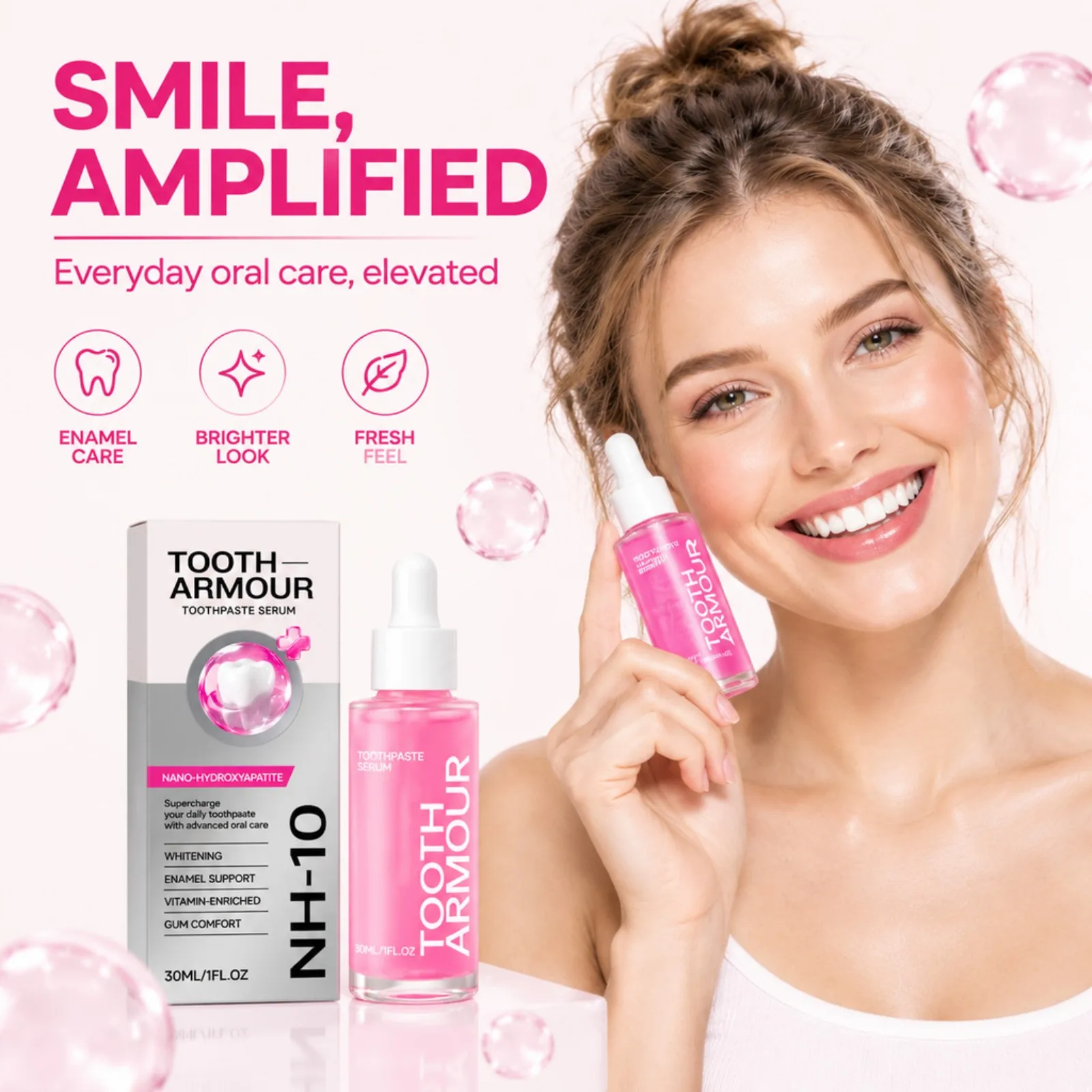 Nano Hydroxyapatite Toothpaste Serum 30ml Brighten Look Fresh Breath Oral Care Essence Mint Flavor Daily Use Drop Bottle