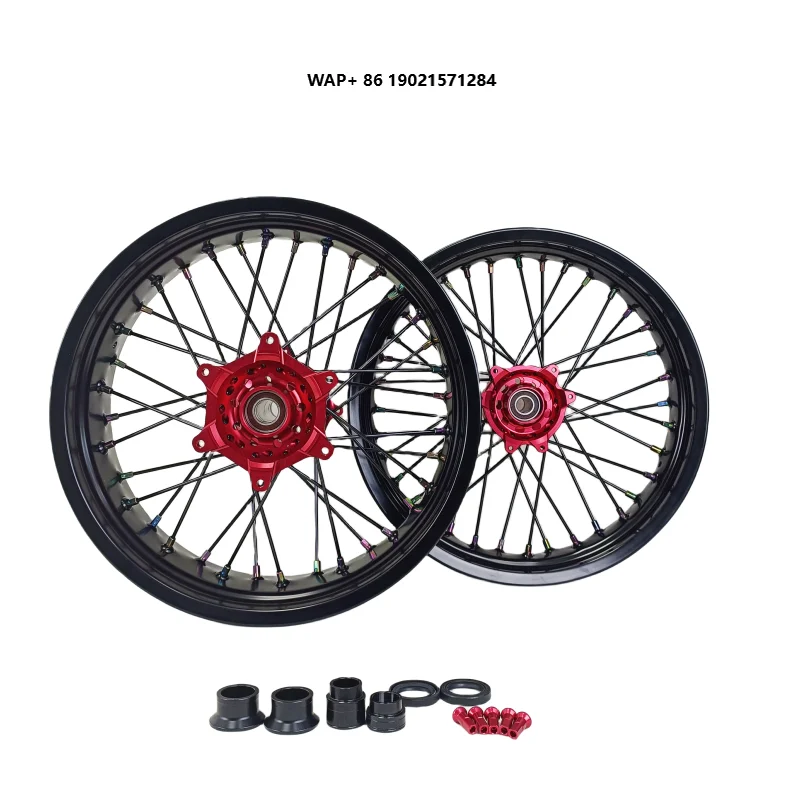 

Hot Sale CRF 250 450 Motorcycle Front and Rear Wheel Supermoto Wheel Set for Honda Red Hub