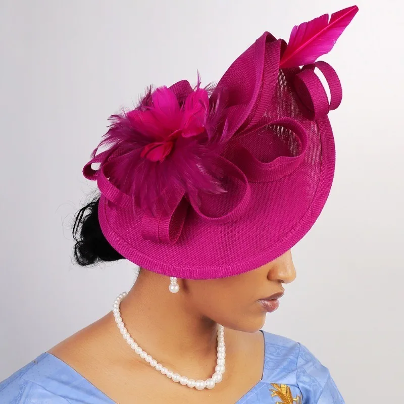 Bridal Headband with Linen Style Derby Hat Retro Party and Dance Fans Horse Racing Uniform Women's Formal Dress Headwear view 4