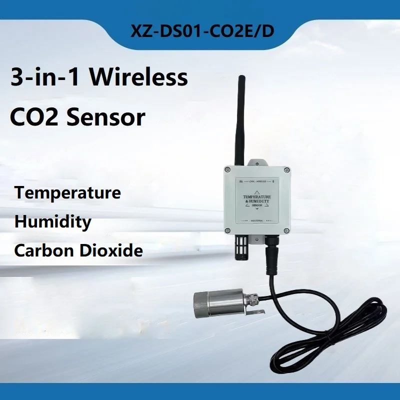 Sensor agrícola 3 em 1, sensor sem fio de temperatura, umidade e dióxido de carbono para monitoramento de co2 em estufa